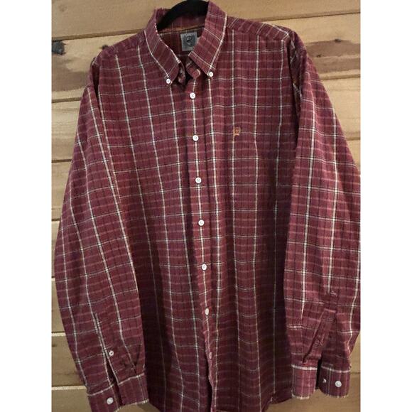 Cinch Men Button Down Shirt Size Large Red Rust Plaid Cotton Western Cowboy 158 - Picture 1 of 5